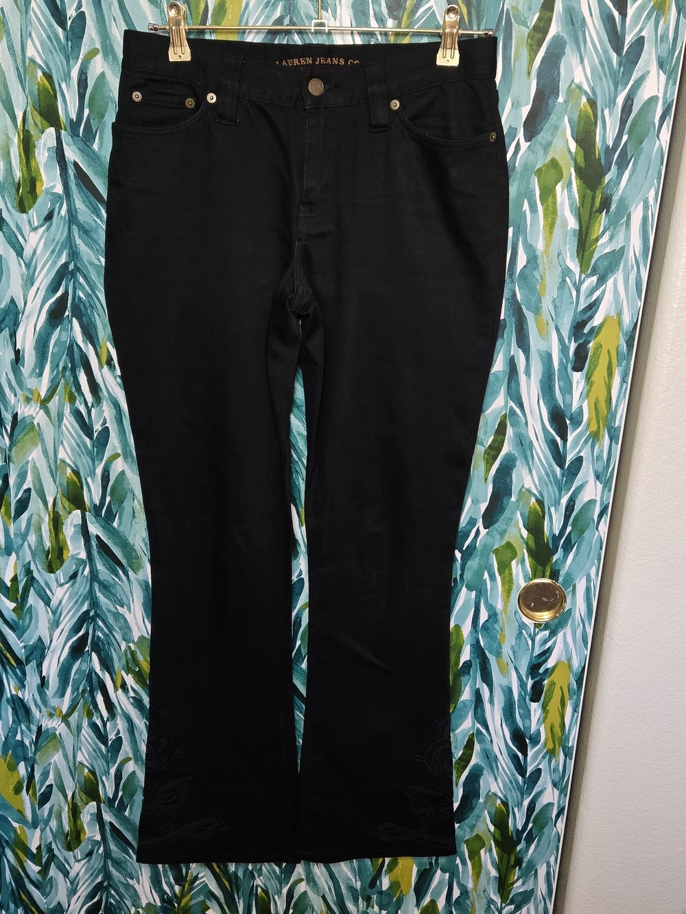 Lauren Jeans Co. Ralph Lauren Black Soutache Embroidered Bootcut Jeans